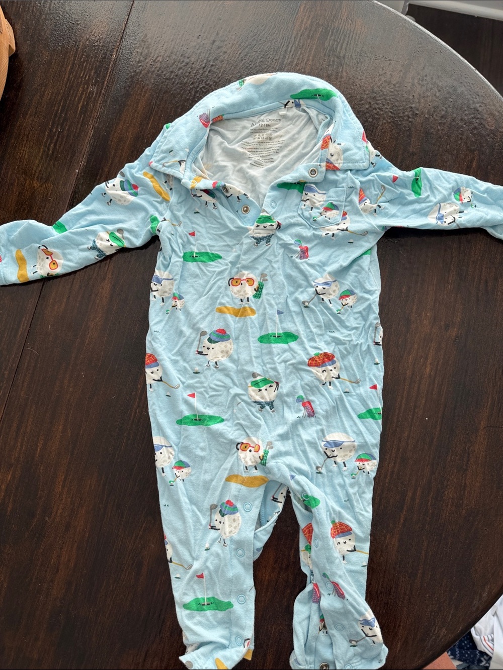 Angel Dear Light Blue Golf Character Footed One-Piece